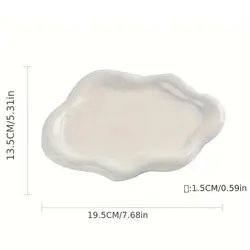 Elegant Cloud Ceramic Jewelry Storage Tray - Perfect for Displaying Earrings and Desktop Ornaments, Thoughtful Gifts for Friends (White)