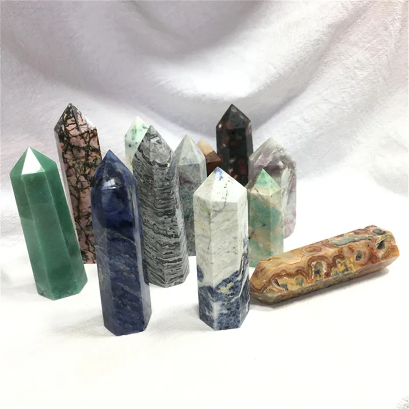 

2pcsNatural Stones and Crystal Point Wand Reiki Healing Stone Tower Energy Ore Mineral Polished Crafts Home Decoration