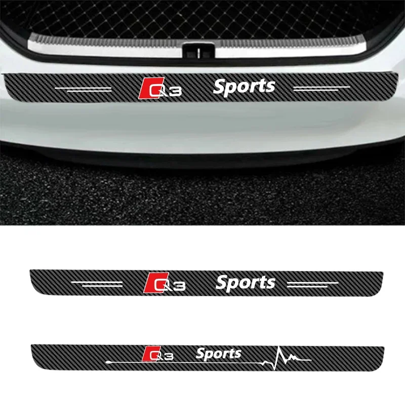 1 Pz In Fibra Di Carbonio Car Trunk Bumper Protector Anti-Scratch Stripe Sticker Car Outdoor Per Audi Q3 Quattro Accessori Decorativi