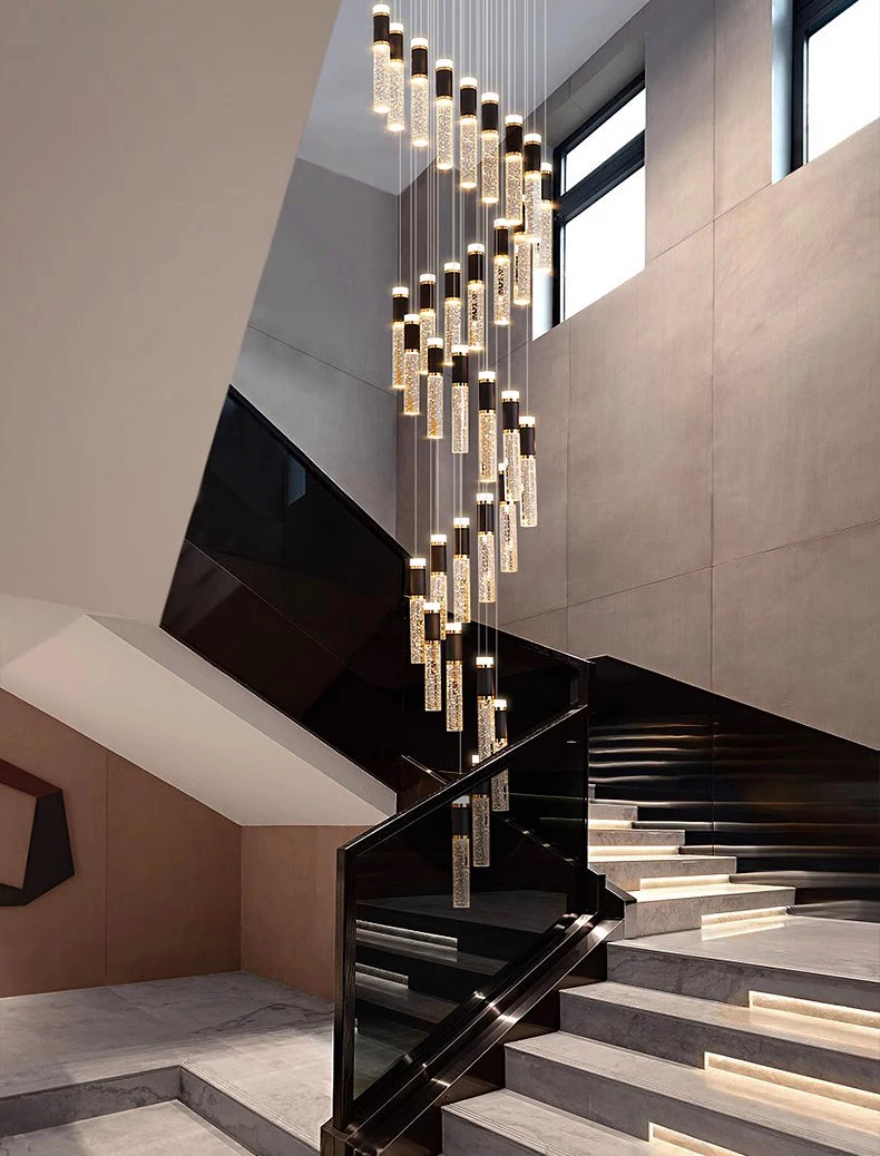 Modern Crystal Chandelier - Elegant Pendant Lamp for Living Room and Staircase