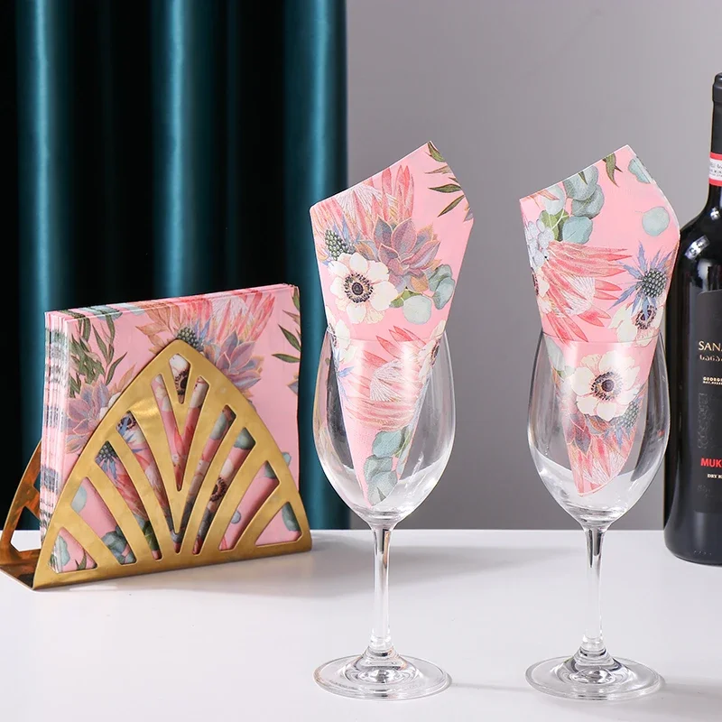 Printed Paper Napkin Square Western Food Mat Hotel Restaurant Draw Party Emperor Flower 20pcs/pac 2-Ply
