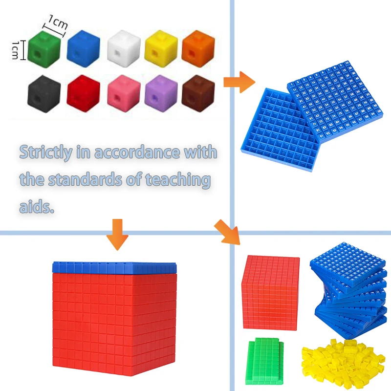 100 Linking Cubes Montessori Math Toys Number Blocks Learning Decimal Counter Teaching Aids Sensory Educational Toy for Children 3