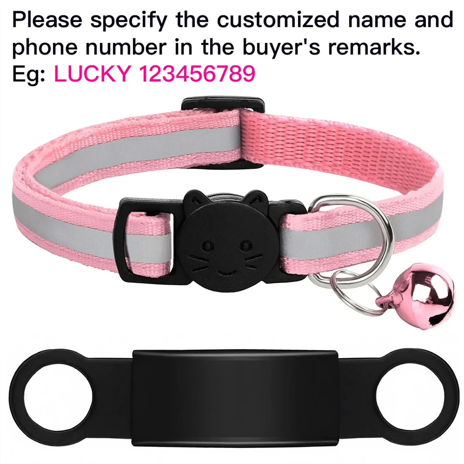 Personalized Reflective Pet Collar with Engraved ID Nameplate and Bell