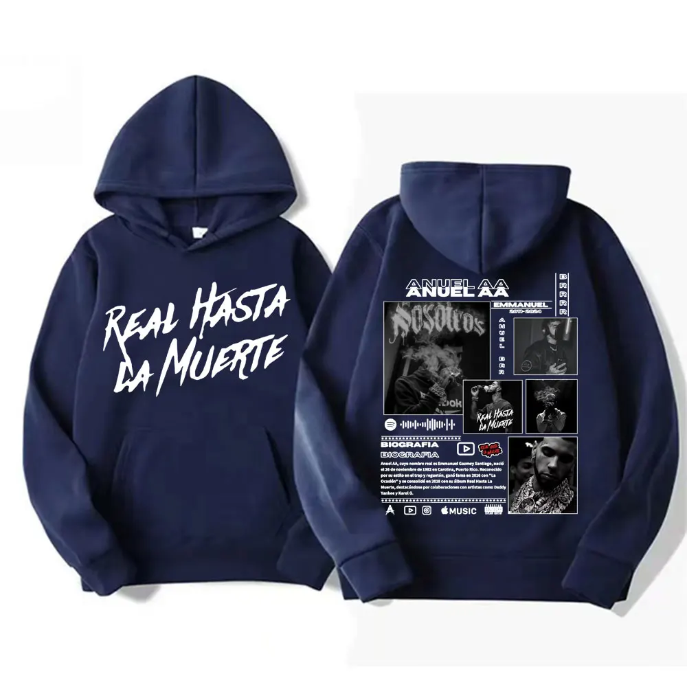 Rapper Anuel AA Real Hasta La Muerte Hoodies Men Women Hip Hop Retro Style Pop Music Sweatshirt Fashion Oversized Comfort Hoodie 2