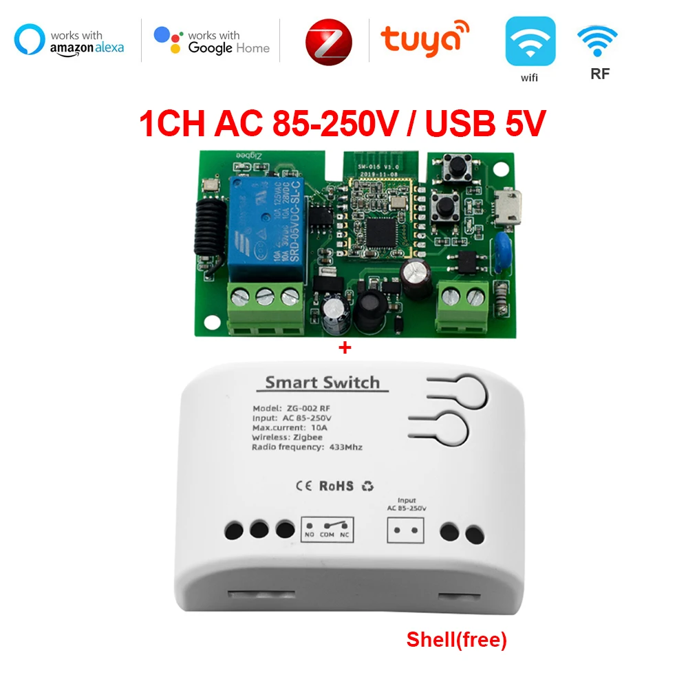 Módulo de relé de interruptor WiFi remoto inteligente ZigBee Módulo de  interruptor RF Zigbee de 2 ba Likrtyny Libre de BPA