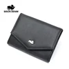 BISONDENIM Genuine Leather Short Wallets Card Holder Carbon Fiber Purses Money Clips Coin Mini Pocket Men Women Wallet 1