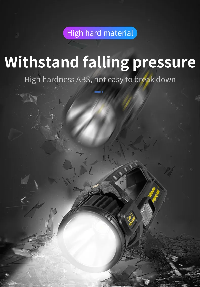 P50 Solar Charging Portable Powerful LED Flashlight Handheld Searchlight USB Rechargeable Spotlight Waterproof Torch Light