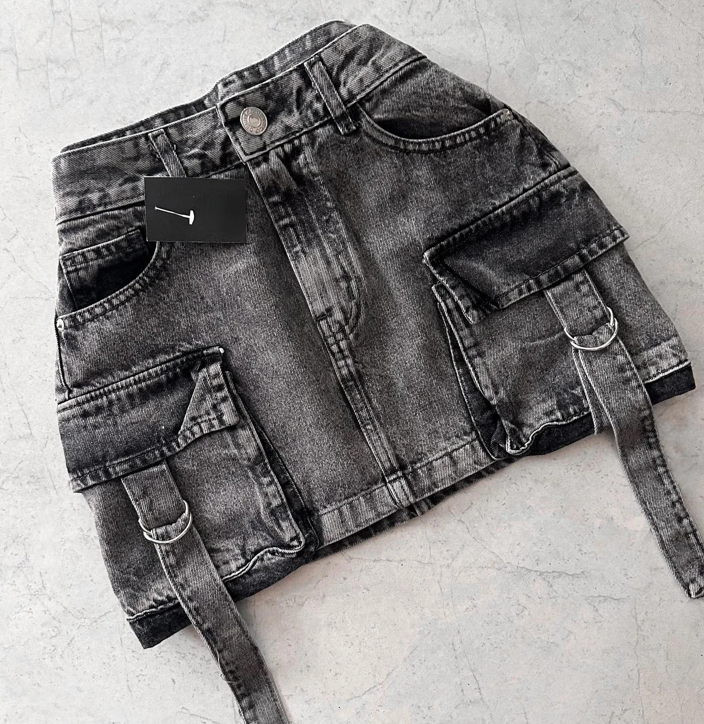 Retro Gothic Y2k Off White Mini Skirt Fashion Harajuku Multi Pocket Denim Plaid Skirt Womens Streetwear Casual Sexy Short Skirt 4
