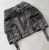 Retro Gothic Y2k Off White Mini Skirt Fashion Harajuku Multi Pocket Denim Plaid Skirt Womens Streetwear Casual Sexy Short Skirt 4