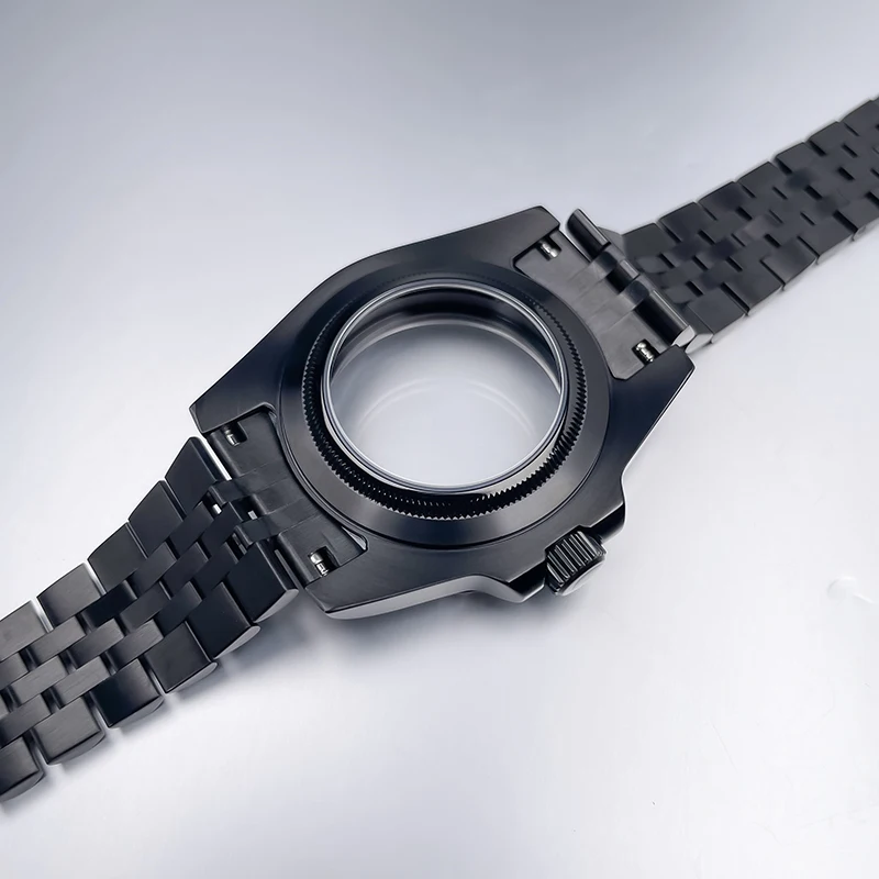 Caja NH35 negra de alta calidad de 40mm, pulsera de acero