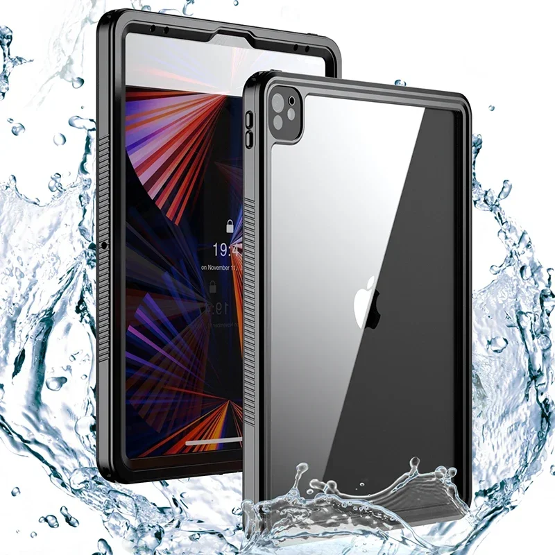 

IP68 Waterproof Cover For iPad Pro 12.9 inch 2021/2022 /2020 Transparent Full tection Tablet Case Capa 12.9" Bracket Fundas