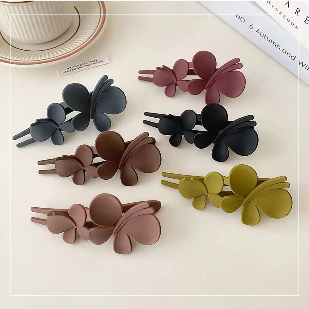 Matte Butterfly Alligator Hair Clips Barrettes French Style Duck Billed Hair Clip No Bend Flat Hair Clips Women Hair Accessories sneakers gradient butterfly lace up round toe flat sneakers in multicolor size 37 38 39 40