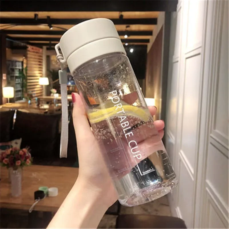 800ml/600ml Large Capacity Sports Fruit Lemon Juice Drinking Bottle Infuser Clear Portable Plastic Water Bottle