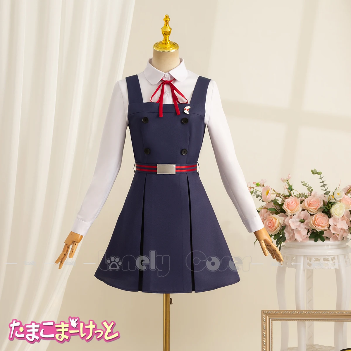 다마코 키타시라카와 코스프레 코스튬 가발, 애니메이션 다마코 마켓 원피스 머리 장식 스타킹 유니폼, 할로윈 파티 소녀