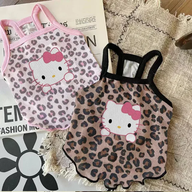 Spring/Summer 2025 New Pet Clothes Spice Girls Suspenders Large Patterns Leopard-Print Cat Ice Silk Cool Fabrics Cats Dogs Wear