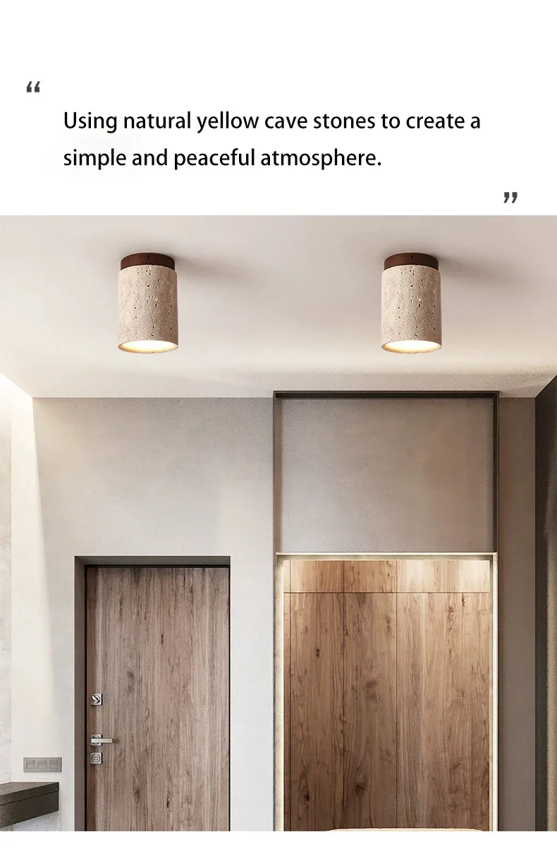 Japanese Style LED Ceiling Downlight Surface Mounted Wood Image 2