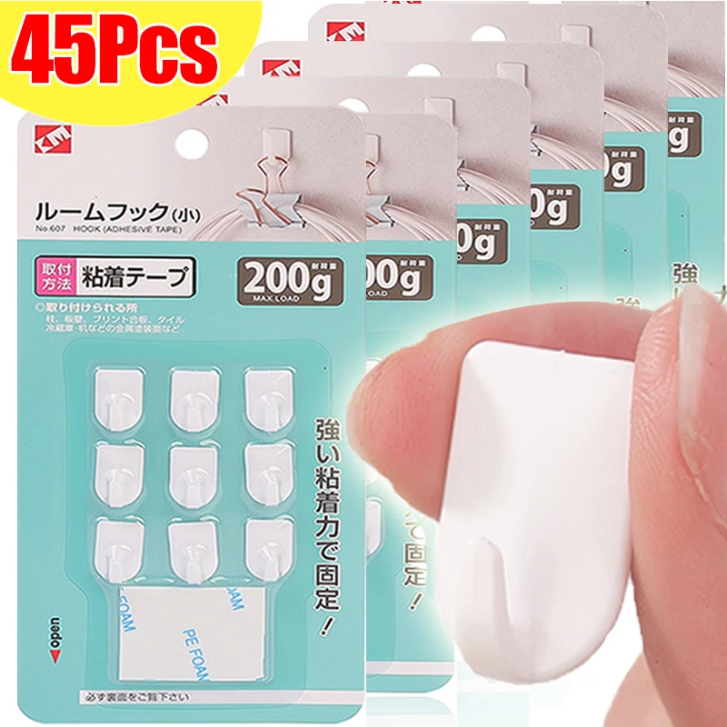 

Mini Self Adhesive Hooks Kitchen Bathroom Storage Hook Non-marking Multi-Purpose Key Jewelry Hangers Home Storage Accessories