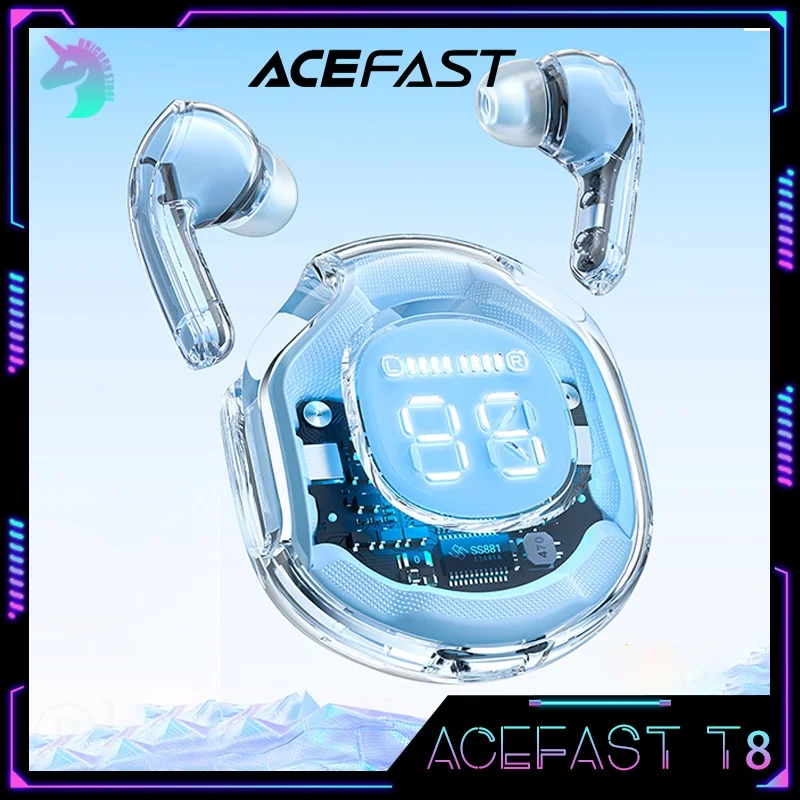 

Acefast T8 Bluetooth Earphone Wireless Earphone In-Ear Earbuds Tws Led Display Noise Reduction Transparent ANC Gaming Headsets