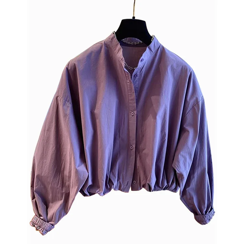 

Stand Collar Casual Jacket Korean Woman Clothes Spring Autumn Loose Outwears Women's Jacket Tops Solid Long Sleeve Female Coat