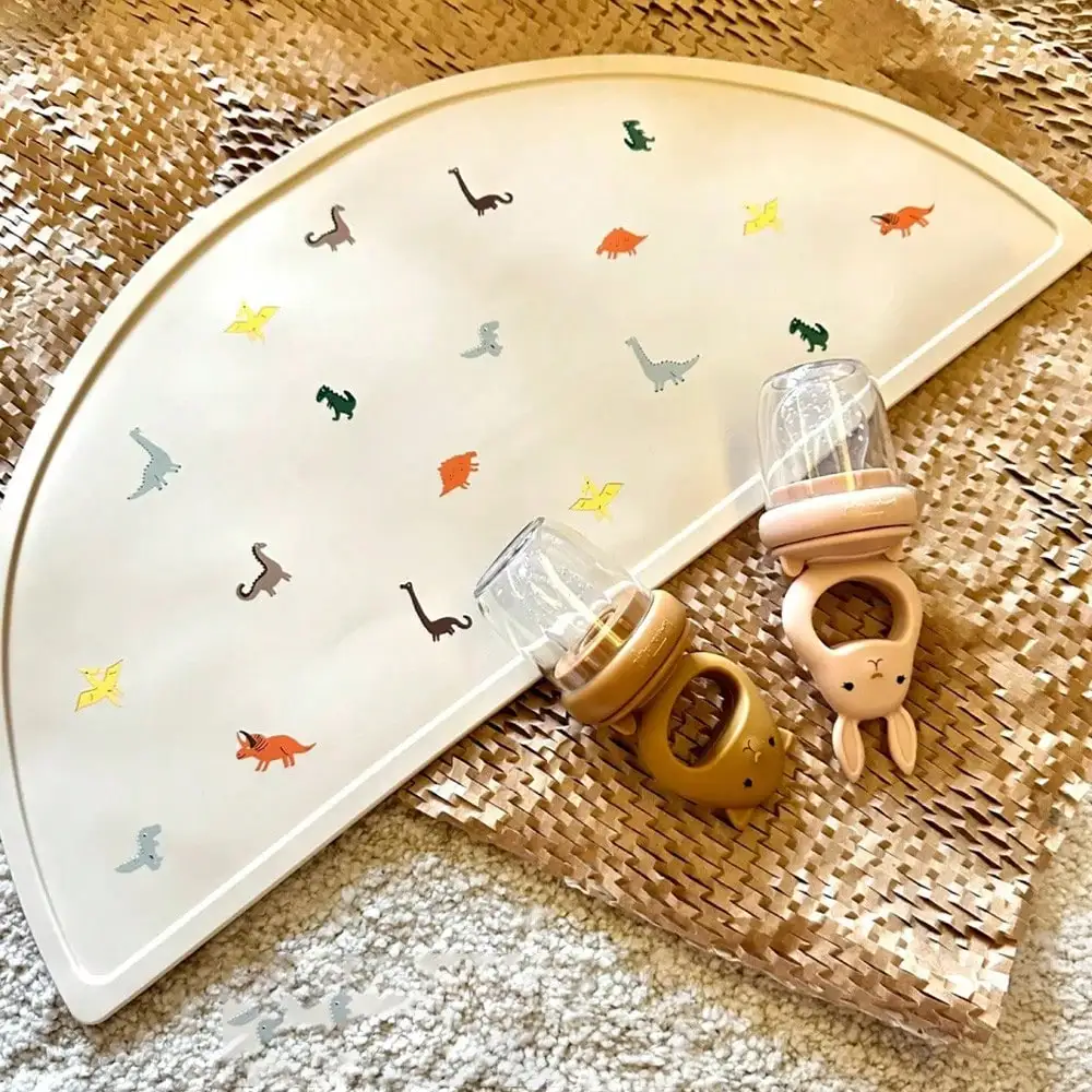 Silicone Placemat 1PCS Silicone Printing Placemat Baby Cartoon Placemat Non-slip Insulated Kitchen Table Mat Easy To Clean and Foldable