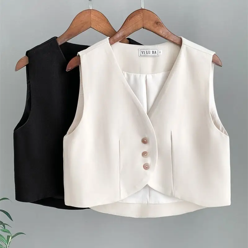 Vest clip fashion suit 2023 short style new spring and autumn pony women's fashion trend  waistcoat women