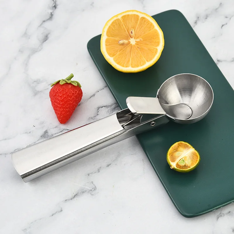 Stainless steel cream dipper household ice cream spoon push-type fruit watermelon ball scooper spoon