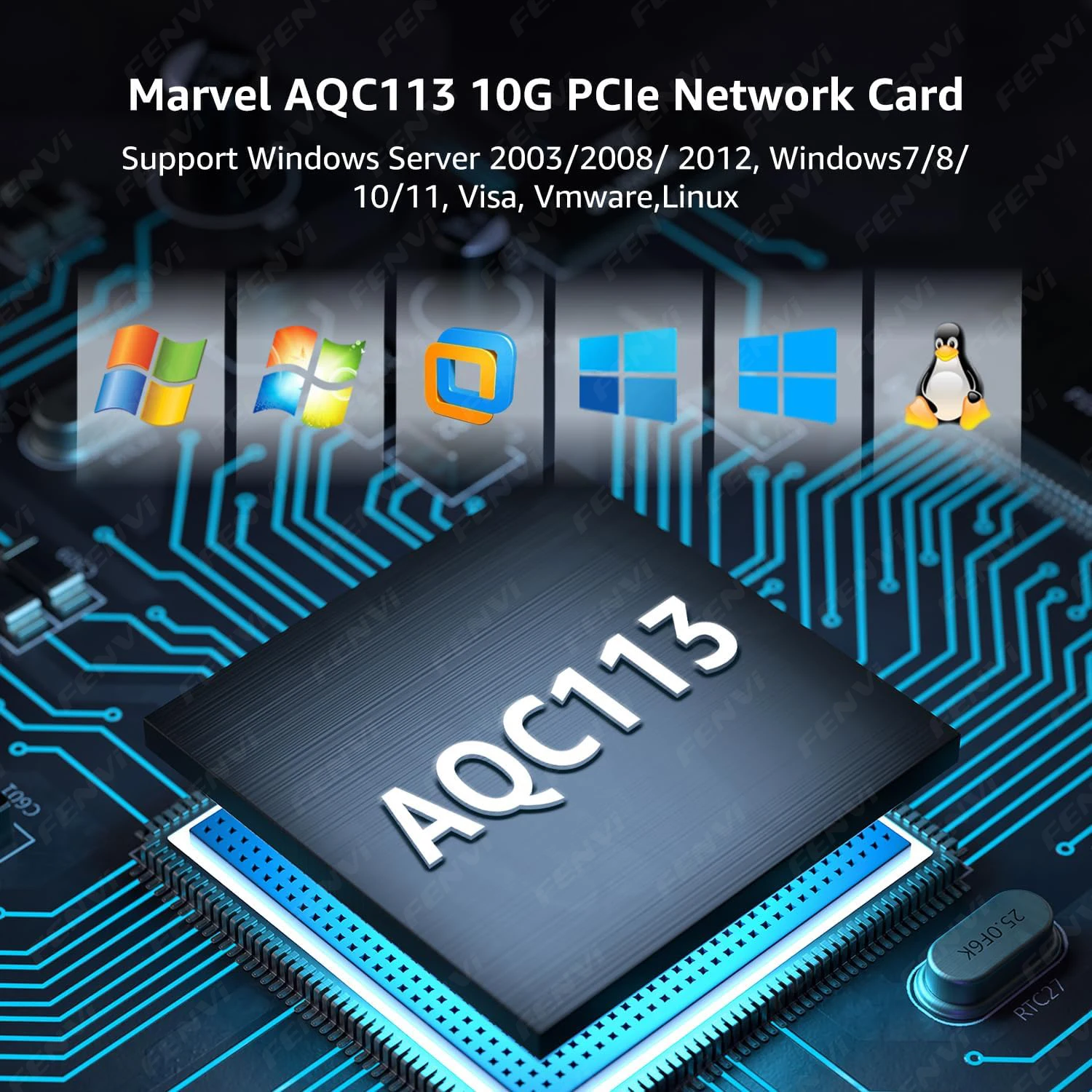10Gbps PCIe-RJ45 네트워크 카드 Marvell AQC113 1G/2.5G/5Gbps 10000Mbps 기가비트 이더넷 PCI-E LAN 어댑터(PC Windows 10/11용)