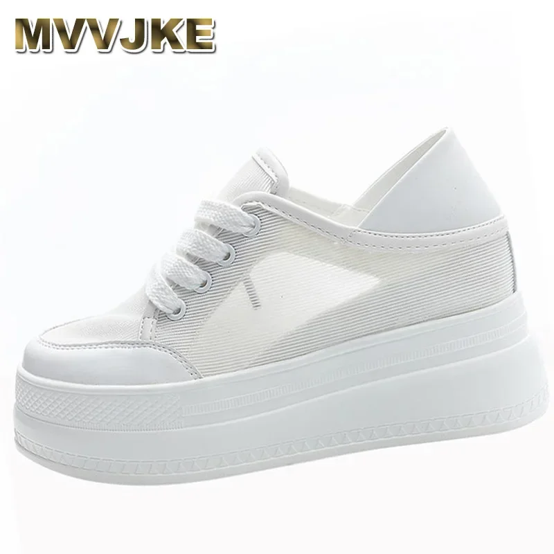 

8cm Hollow Genuine Leather Women Casual Shoes Chunky Sneakers Platform Women Vulcanized Shoes Fashion Women Spring Summer Shoes