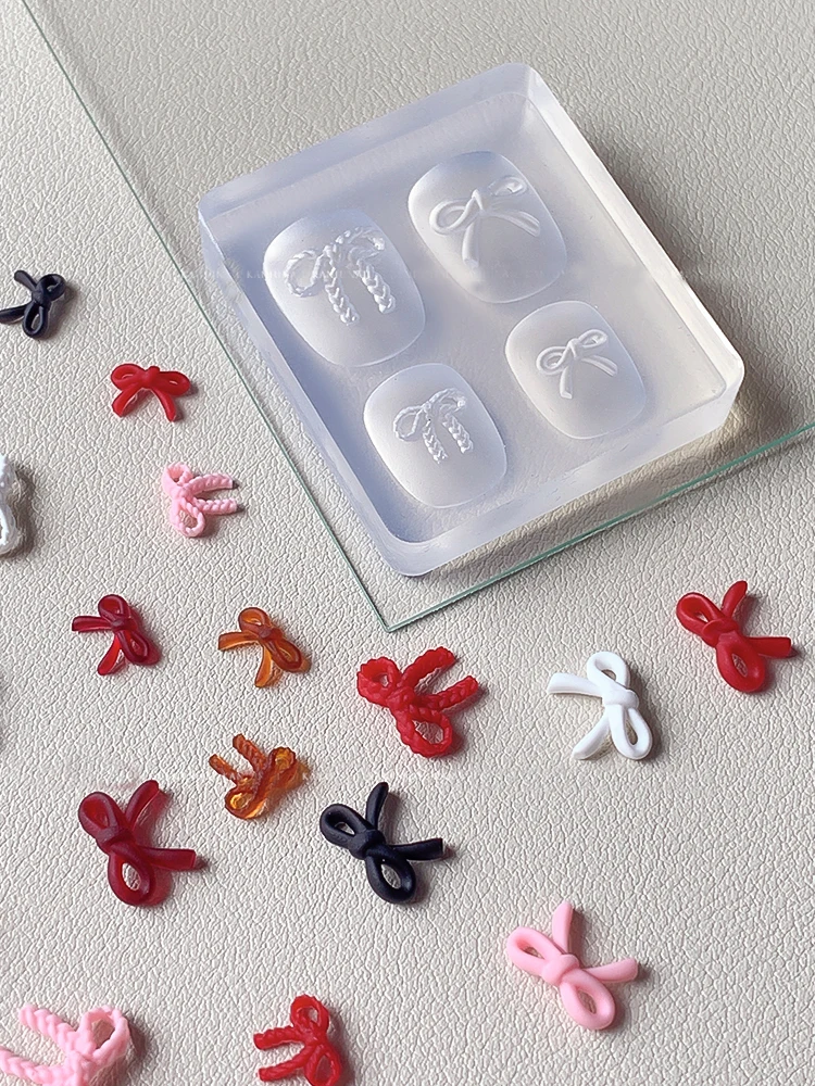 1PC Bowknot Silicone Molds for Nail Charms Bow Carving Mould for Nail Art Decoration 3D Silicone Nails Accessories DIY Manicure 2