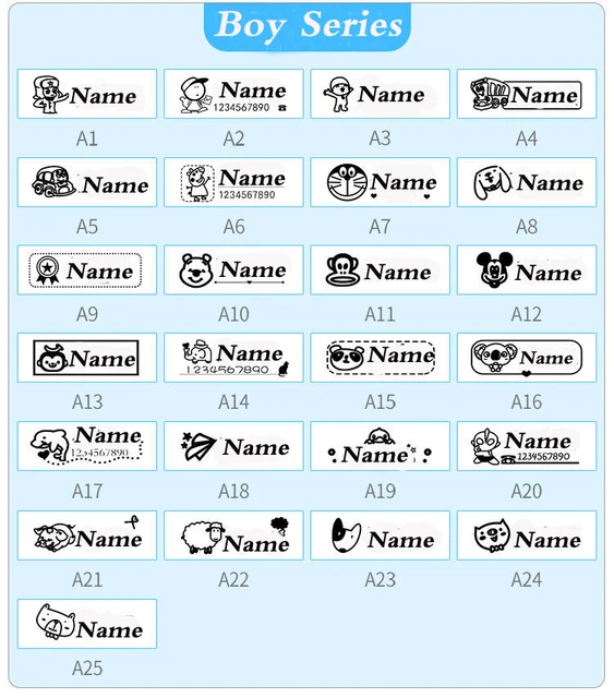 Chlidren Name Stamp DIY Toy 6 Cartoon Styles Custom Stamp for Kids School Clothing Suitable for Boys Girls sello personalizado 3