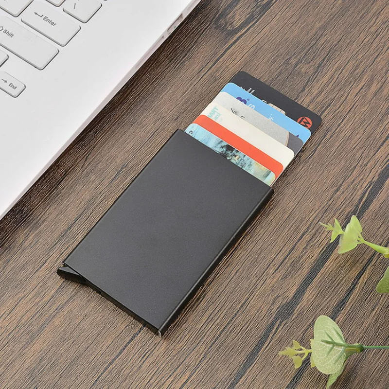 Credit Card Holder Anti-theft ID Credit Card Holder Minimalist Thin Aluminum Metal Wallets Pocket Case Bank Women Men Credit Card Box