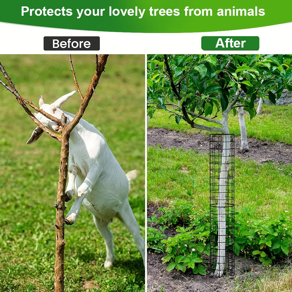6 Pcs Plant Guard Protectors with Zip Ties & Stakes Metal Garden Protection Tree Wrap Cage Tree Wraps To Protect Bark Tree Tubes