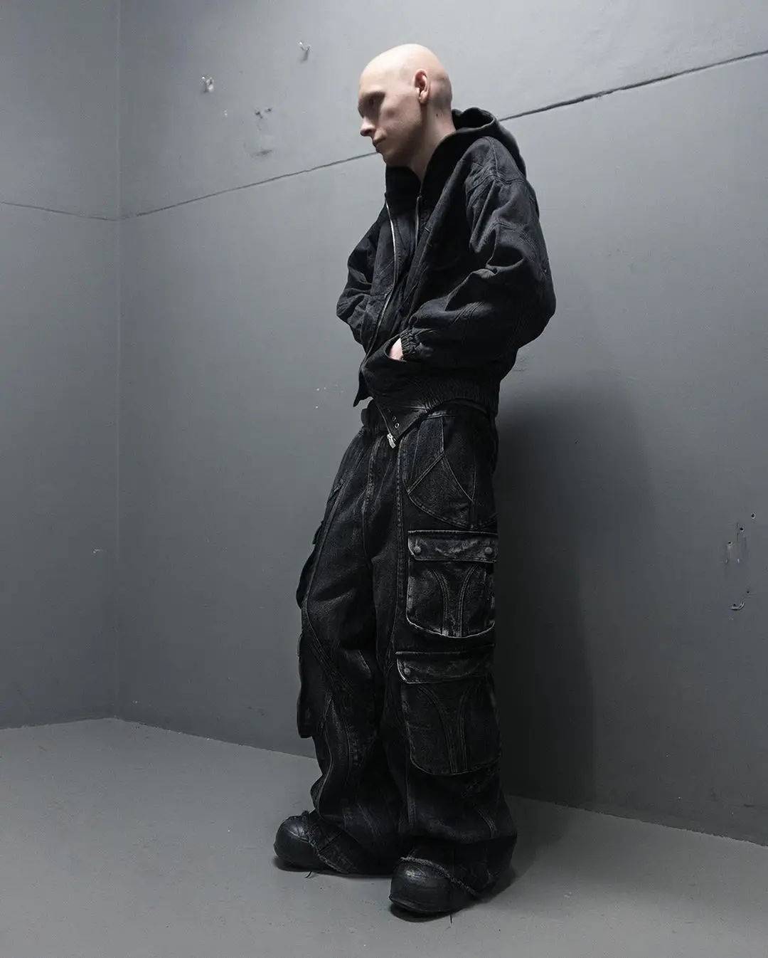 2024 New Gothic Retro Jeans for Men Wide Leg Straight Black Y2k Baggy Jeans Harajuku Hip Hop High Waist Denim Pants Streetwear 3