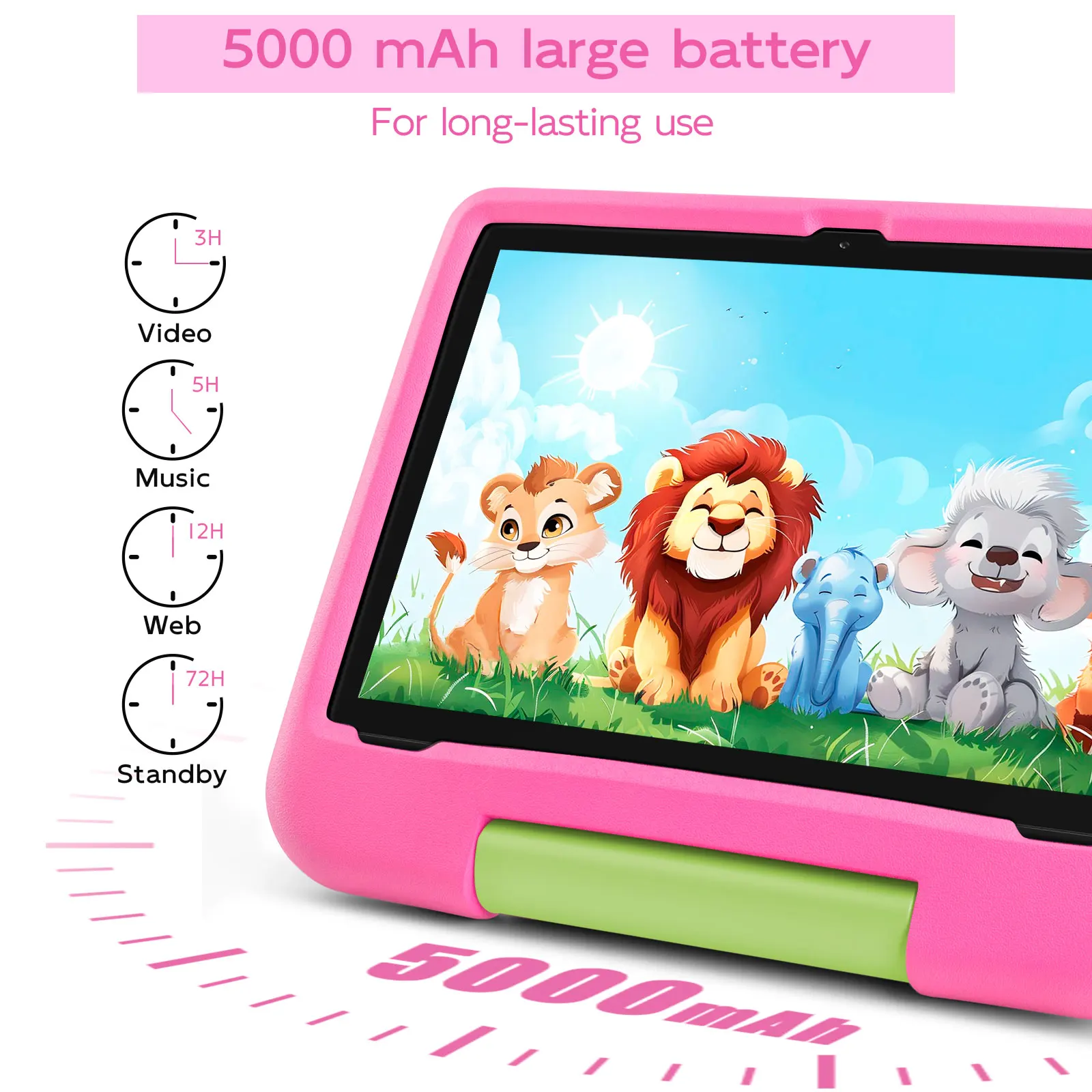 ANRY Kids Tablet Android 15 10.1 Inch CPU A523 2.0GHZ Octa-Core 4GB RAM 64GB ROM 5000Mah Dual Camera Tablets Children's Gifts 3