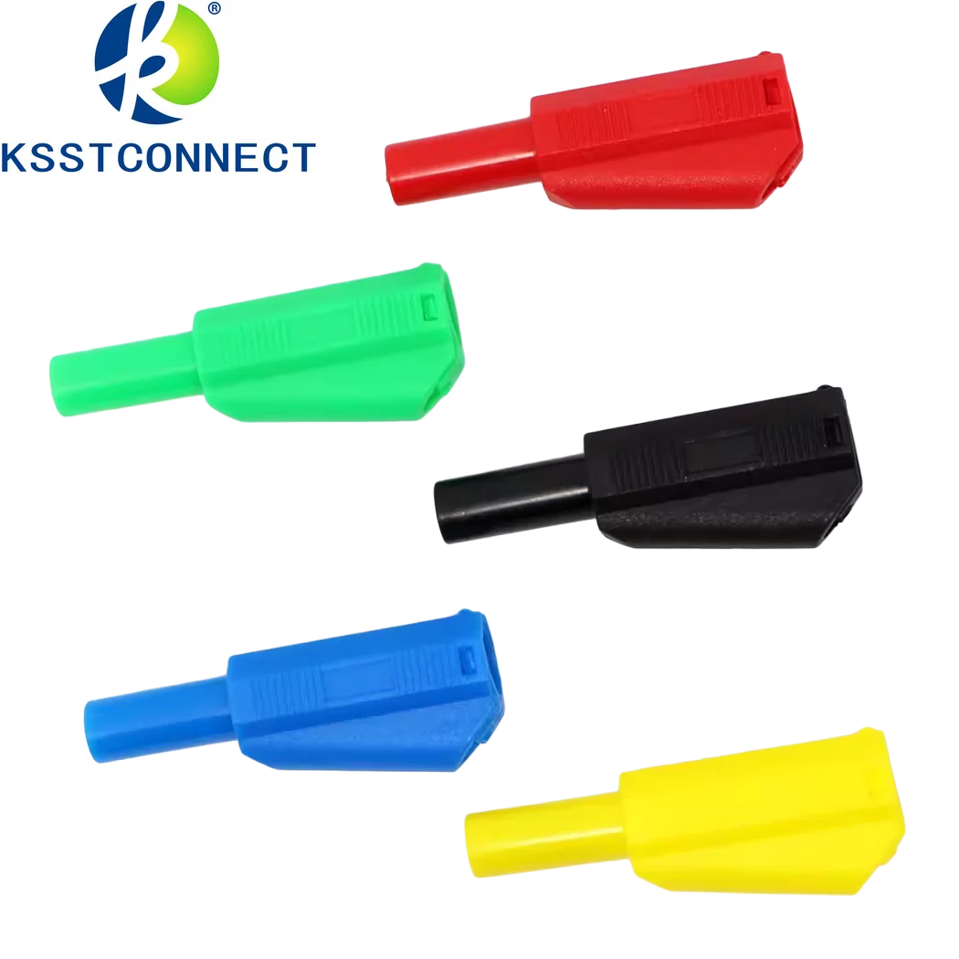 Safety 4mm shrouded stackable banana plug selfassembly solder type CATII600V / 32A