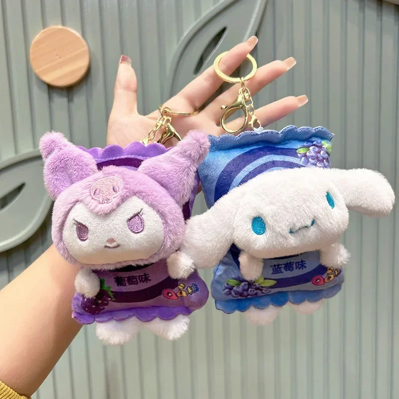 

13cm Sanrioed Kuromi Cinnamoroll My Melody Plush Keychain Cartoon Kids Toys Soft Stuffed Doll Kawaii Backpack Pendant Xmas Gift