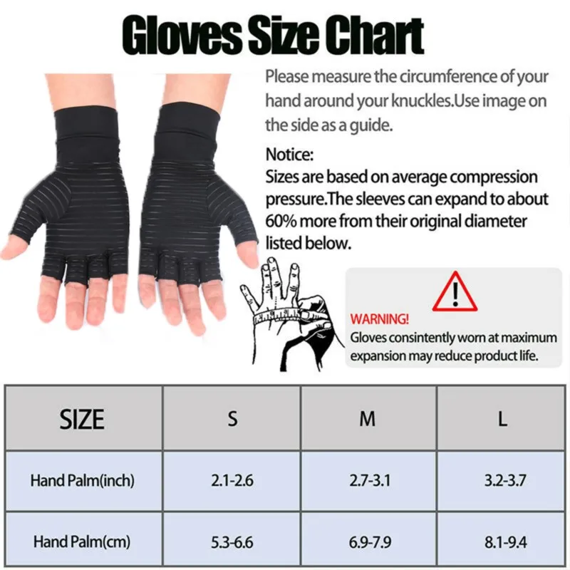Half Finger Sport Gloves Copper Compression Arthritis Pain Relief Gloves Anti-slip Breathable Driving Gym Wrist Support Gloves