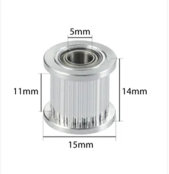 Aluminum 5mm Bore GT2 Idler Timing Pulley - 20 Tooth Wheel - 2 PCS (11mm with t)