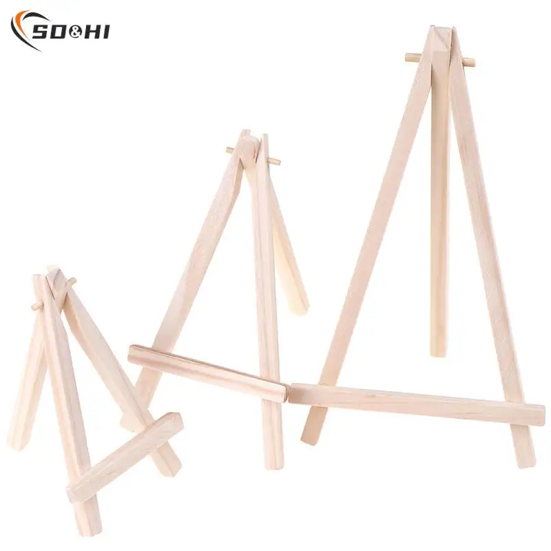 3Size Mini Wood Artist Tripod Painting Easel For Photo Painting Postcard Display Holder Frame Cute Desk Decor Drawing Toy 10 sets mini frame artist easel oil pastel miniature holder wood stand cloth painting for canvas
