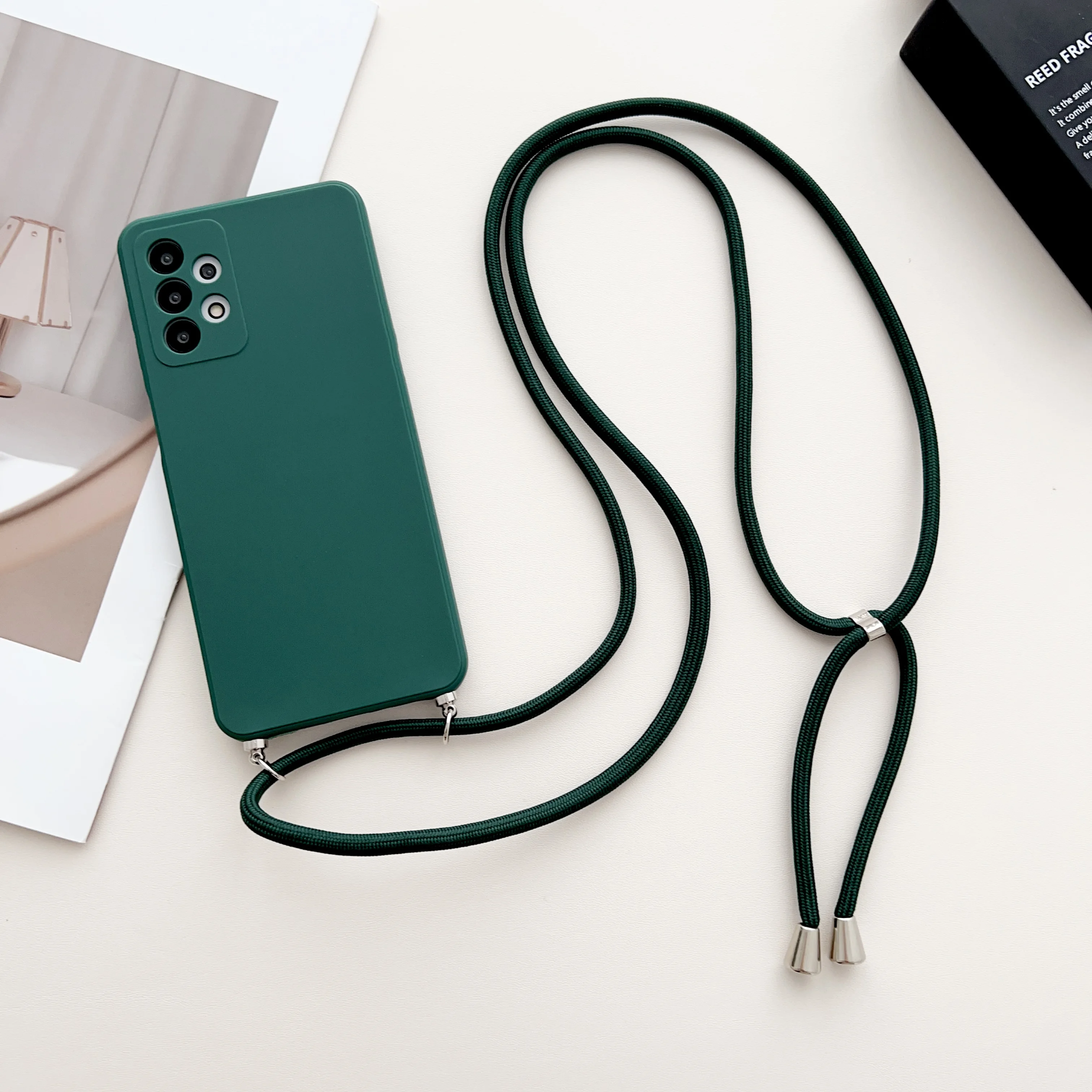 thumbnail image 1 of Strap Cord Chain Case For Samsung Galaxy A54 A14 A53 A52 A51 A34 A33 A13 S23 S22 Ultra S21 FE Necklace Lanyard Rope Matte Cover, 1 of 5
