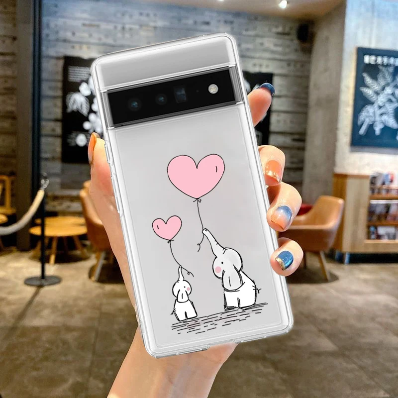 Charming Couple Style Cartoon Silicone Phone Case - Soft TPU Clear Cover