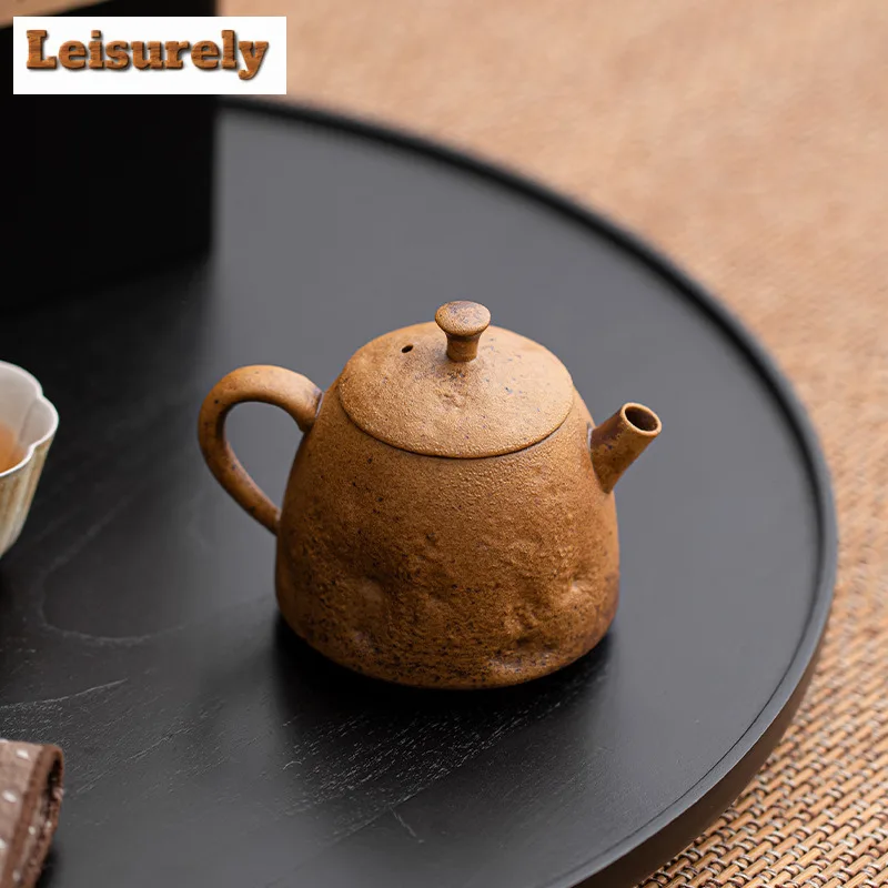 130ML Handmade Sauce Glazed Ceramic Teapot Creative Tea Infuser Pot Tea Maker Kettle with Ball Hole Teaset Supplies Ornaments