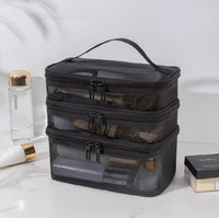Travel Mesh Wash Storage Bag Makeup Organizer Cosmetics Make Up Skincare Box Plastic Container Handbag For Women Men Bathroom 1