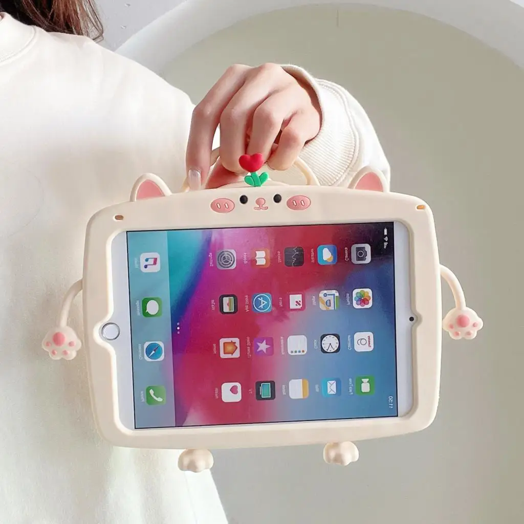 Children's Adorable Silicone Cover with 360° Rotating Stand and Handle Grip