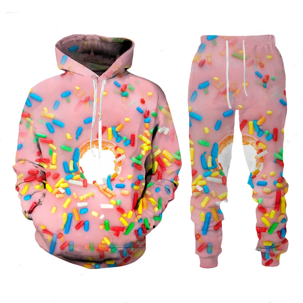 Men's 3D Print Hoodies Pants Sets Outdoor Fashion Tracksuit