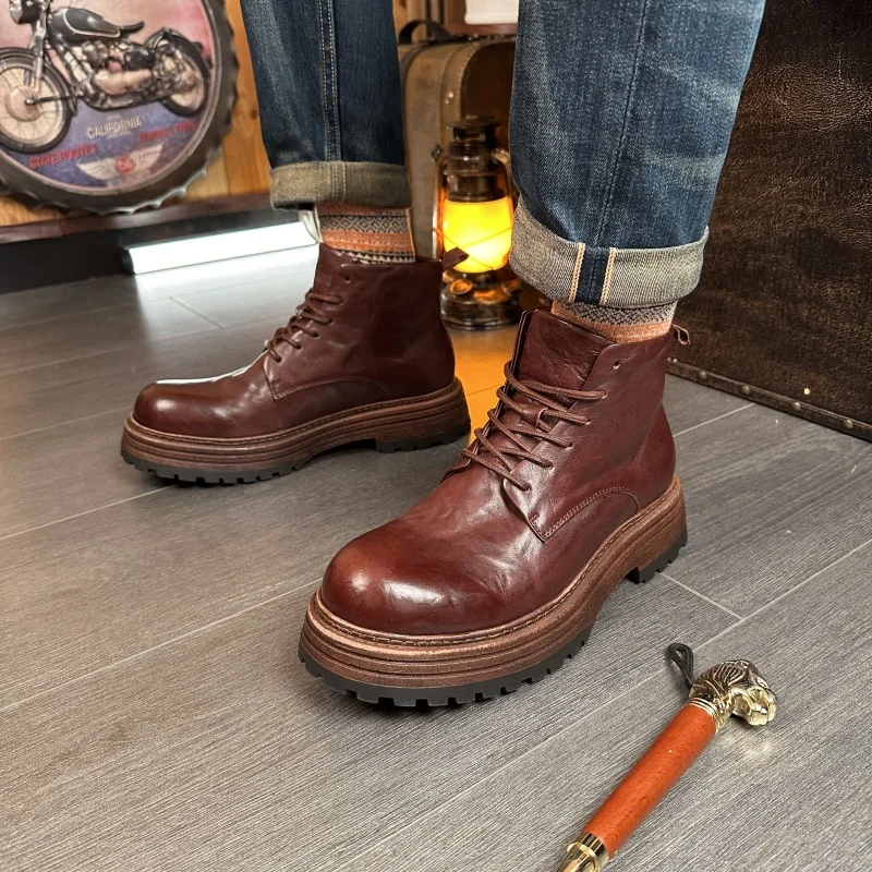 Handmade Casual Thick Sole Chelsea Boots