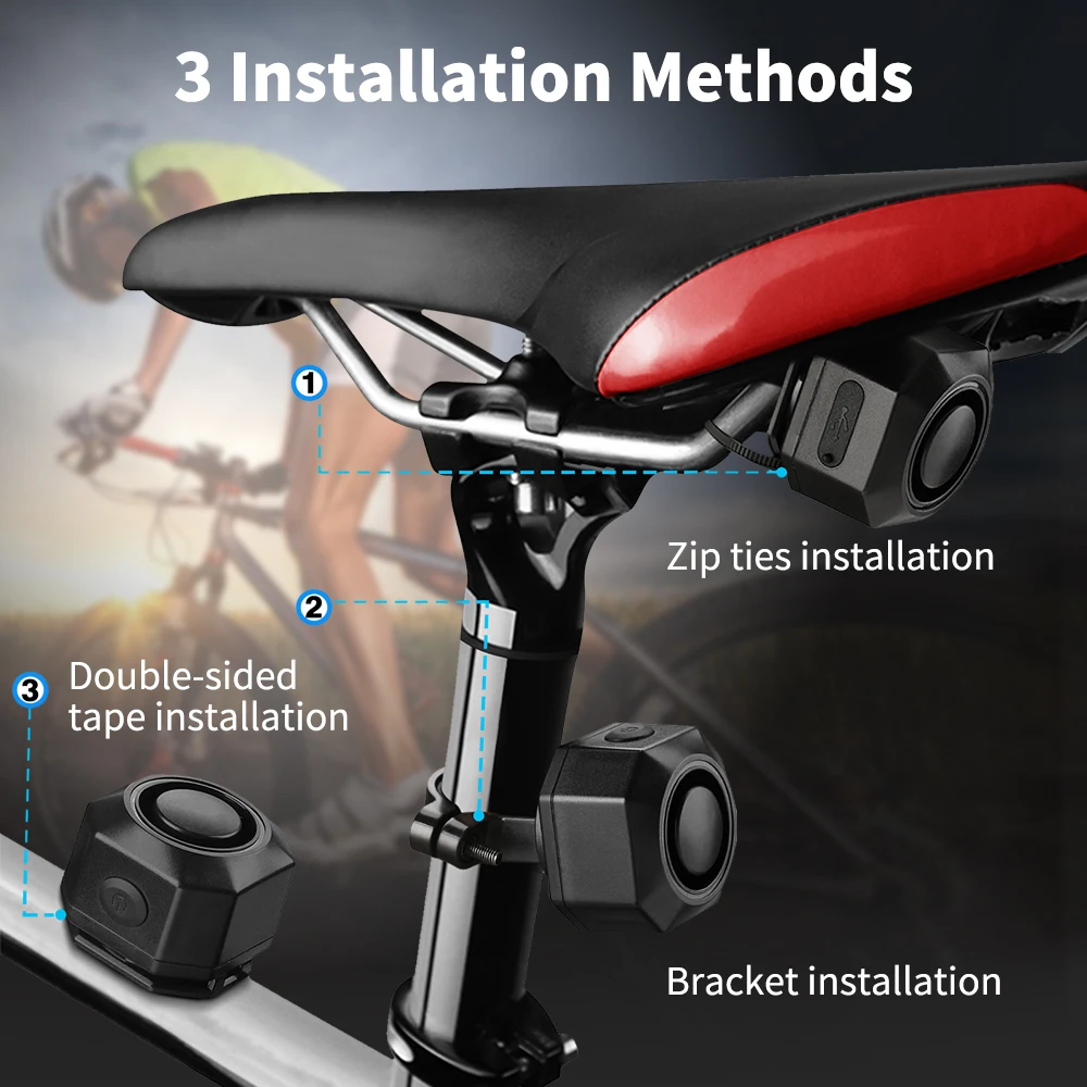 Motorcycle Alarm Bicycle Wireless Waterproof Vibration USB Charging Remote Control Security Protection
