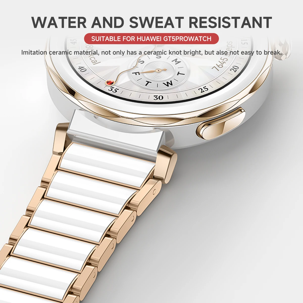 Elegant 18mm Ceramic & Stainless Steel Watch Band - Sleek Metal Bracelet