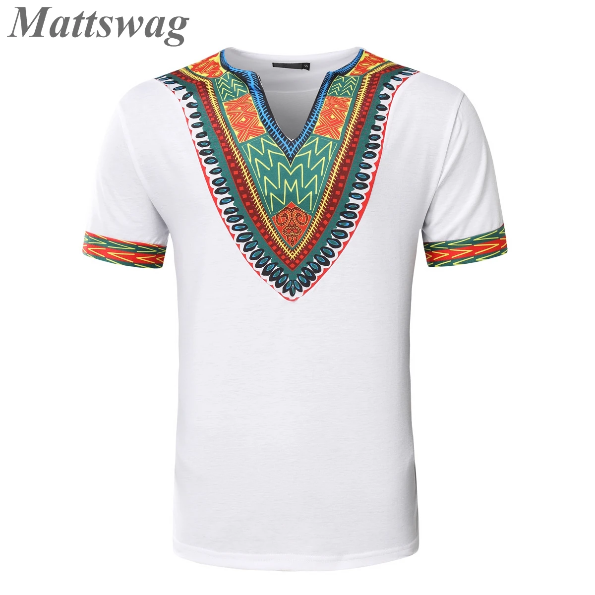 

African Dashiki Style Printed Short Sleeve T Shirts Brand New V Neck Men's Clothing Summer Casual Sports For Men T Shirts Homme