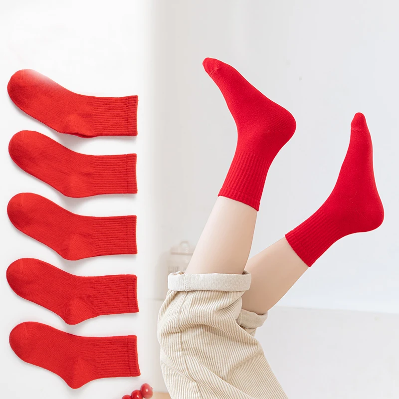 3pairs/lot New Childrens Socks Red Color Cotton Girls Boys Socks 3-12years